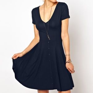 ASOS Navy Button-Down Skater Dress